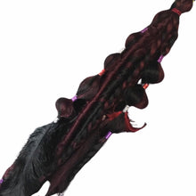 Load image into Gallery viewer, Artful Fantasy Hair - Red and Black with Feathers and Spiral Curls Bubble Braid ( Fantasy Braids )
