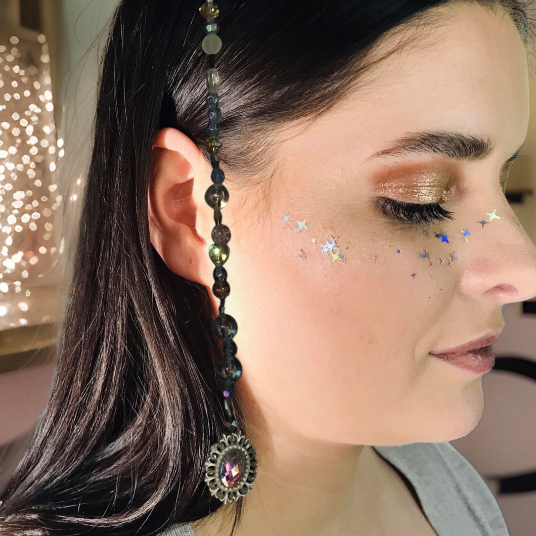 Artful Clip In Fantasy Hair - FAIRY JEWELS - bead strand