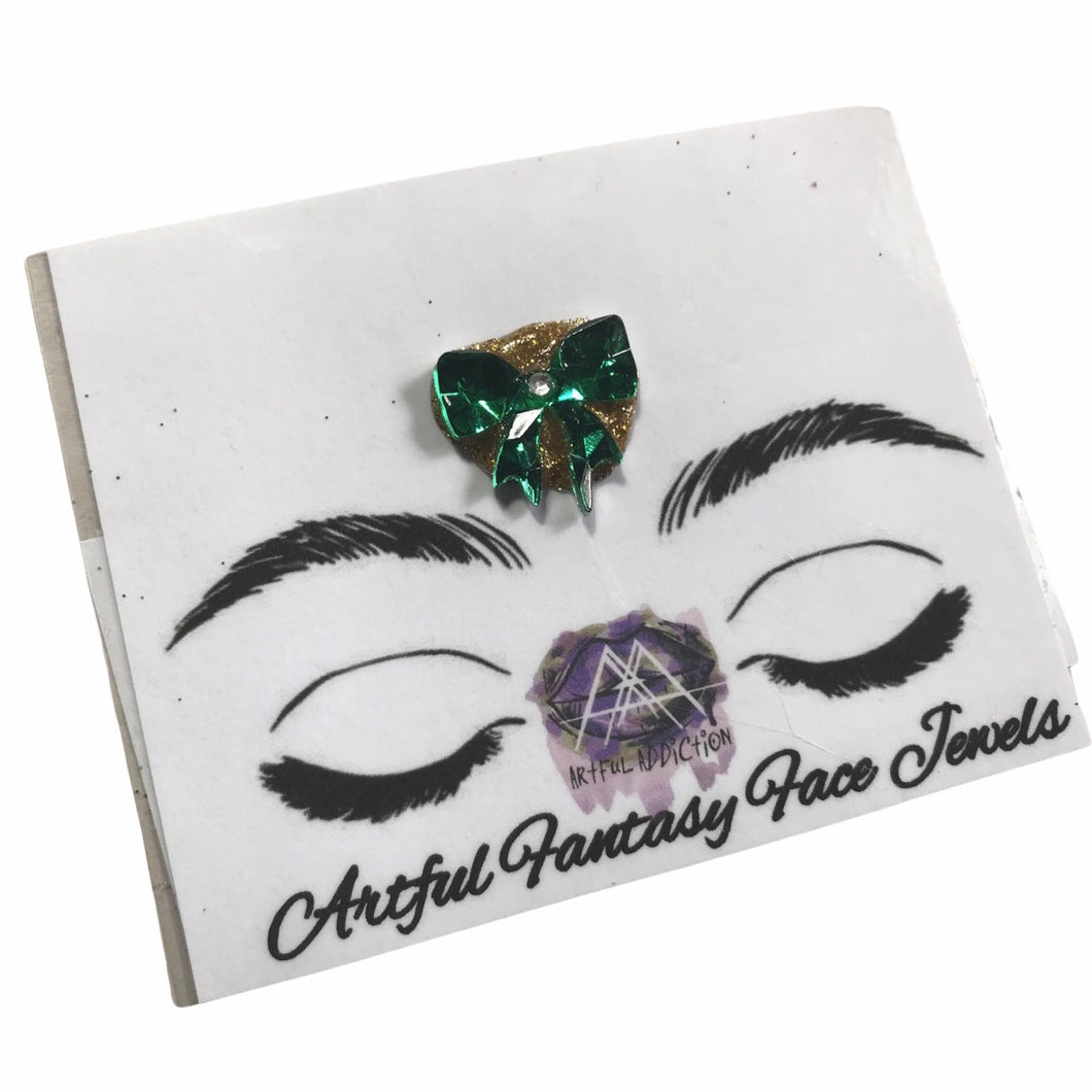 CHRISTMAS BLING - GREEN jewel Bow Centrepiece - Artful Addiction Fantasy Face Art