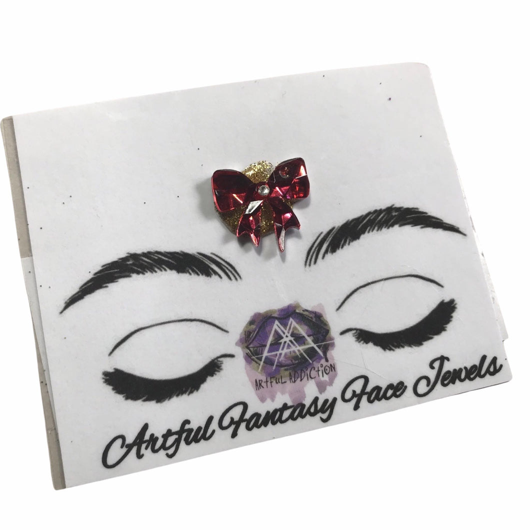 CHRISTMAS BLING - RED Jewel Bow Centrepiece - Artful Addiction Fantasy Face Art