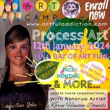 Load image into Gallery viewer, *ROTORUA SCHOOL  HOLIDAY WORKSHOP* ONE DAY ART CAMP! FRIDAY 12 JAN 2023, 10:00 AM -4.00 PM
