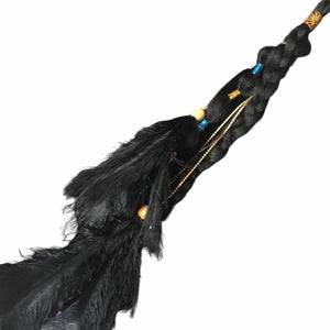 Artful Fantasy Hair - Black with Feathers and rhinestones Bubble Braid ( Fantasy Braids )