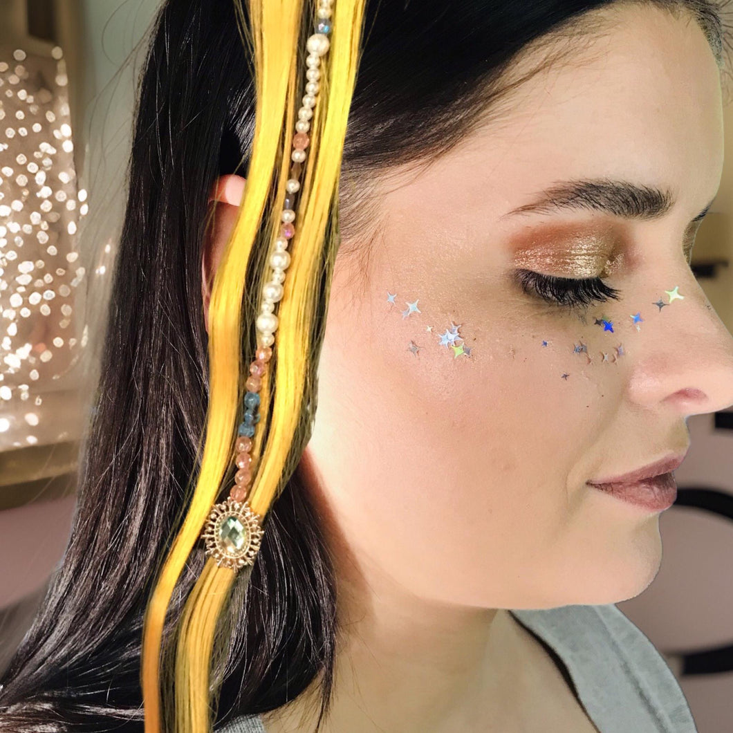 Artful Clip In Fantasy Hair - FAIRY JEWELS - Yellow
