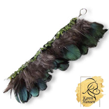 Load image into Gallery viewer, Peacock Feather, Crystal Diamante and Peridot Bracelet (Karen Hansen Fine Art)
