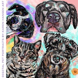 CHRISTMAS DEAL- Digital Pet Portrait (Printed and Framed)