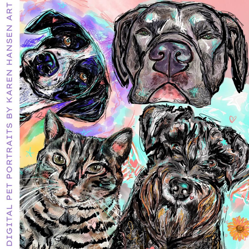 CHRISTMAS DEAL- Digital Pet Portrait (Printed and Framed)