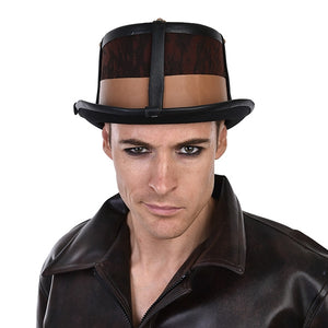 Leather Look SteamPunk Tophat - Brown